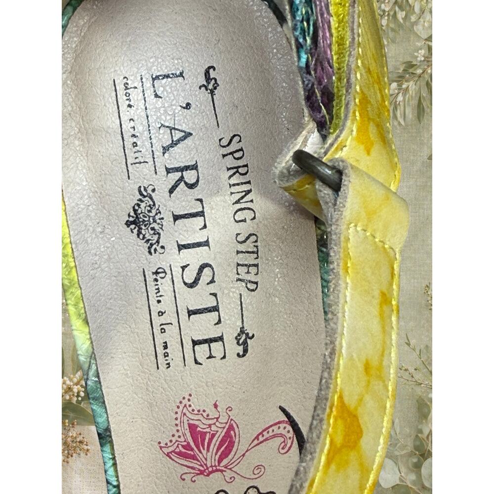 Y2K Spring Step L’Artiste Multicolor Snakeskin Leather Sandals Kitten Heel EU 37 - Picture 8 of 13